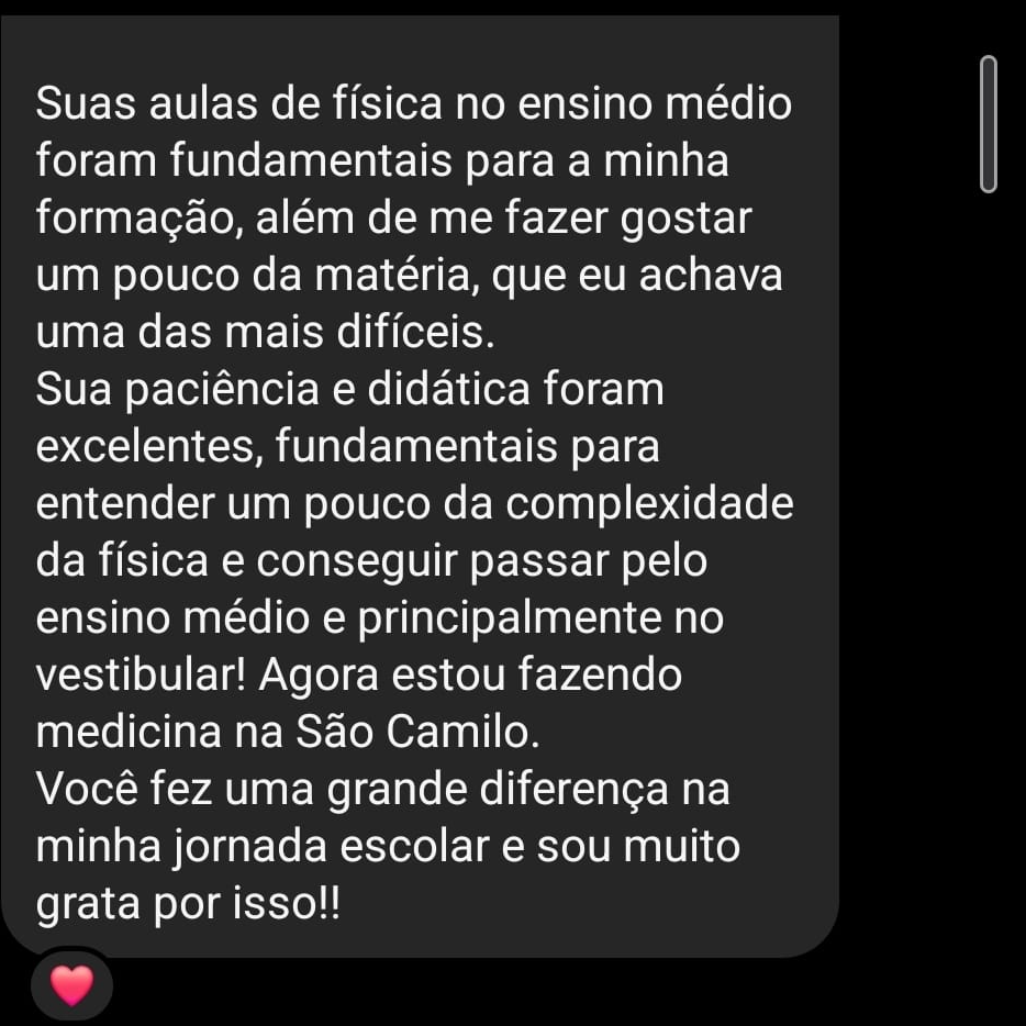 Print de depoimento de aluna aprovada em Medicina na São Camilo
